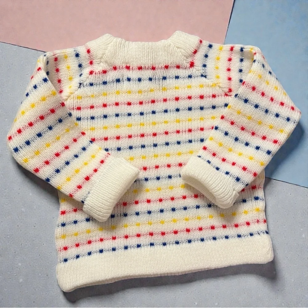 Vintage Pink and Blue Togs Knit Sweater – Made in Japan – Size L (Toddler)